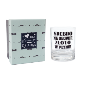 Szklanka whisky SREBRO NA GŁOWIE, ZŁOTO W PŁYNIE . 330 ml