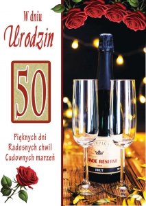 Karnet okolicznościowy z kopertką 'Z okazji 50 Urodzin'