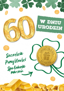 Karnet w Dniu 60 Urodzin z urodzinową monetą
