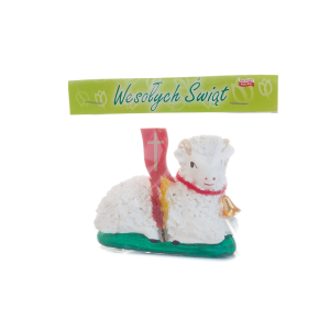 Baranek leżący. Długość figurki 11 cm, wysokość figurki 8,5 cm 