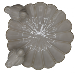 POIDEŁKO CERAMICZNE Z PTAKAMI BIAŁE MAŁE 21x20x10 cm