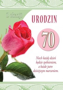 Karnet okolicznościowy z kopertką 'Z okazji 70 Urodzin'