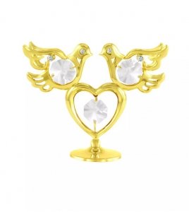 Pozłacana figurka z kryształkami STRASS Swarovski. Serce 8×7 cm