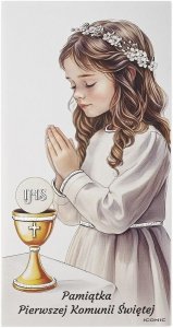 OBRAZEK PAMIĄTKA I KOMUNII ŚW. NA DREWNIE 6x12 CM