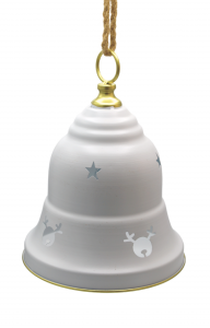 DZWONEK METALOWY BIAŁY 23x23x30 cm