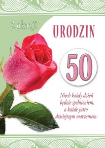 Karnet okolicznościowy z kopertką 'Z okazji 50 Urodzin'
