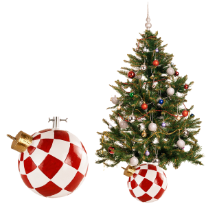 Stojak na choinkę BOMBKA w biało-czerwoną szachownicę, 45x40.5x42.5 cm