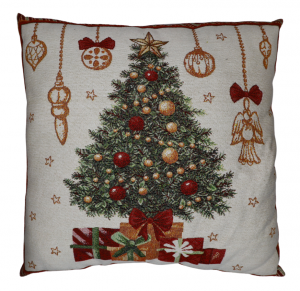 QD565 PODUSZKA ZE ŚWIĄTECZNYM WZOREM  Z CHOINKĄ 45x45 cm