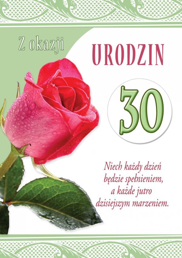 Karnet okolicznościowy z kopertką 'Z okazji 30 Urodzin&quot;'