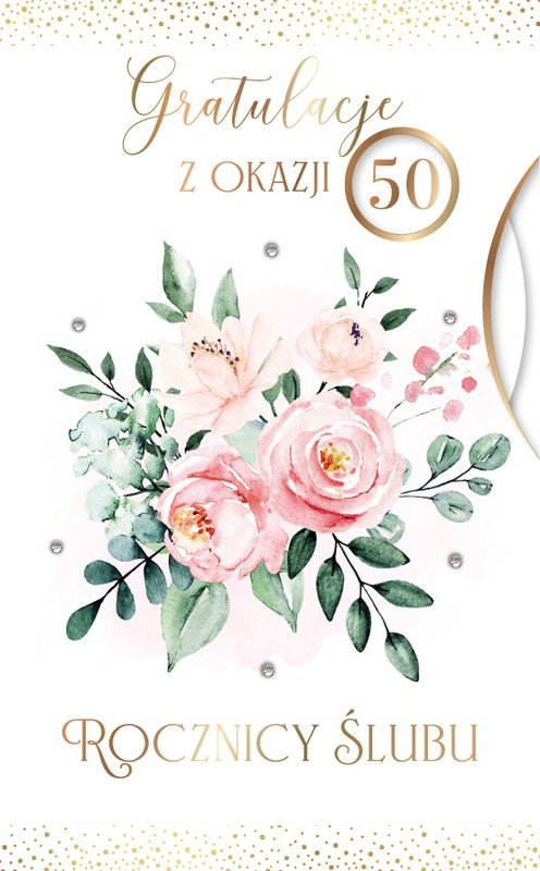 Kartka PREMIUM  Rocznica Ślubu z wymiennymi cyframi  22.4x13.7 cm