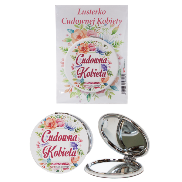 Lusterko okrągłe z nadrukiem UV "Cudowna Kobieta". 7.3 cm
