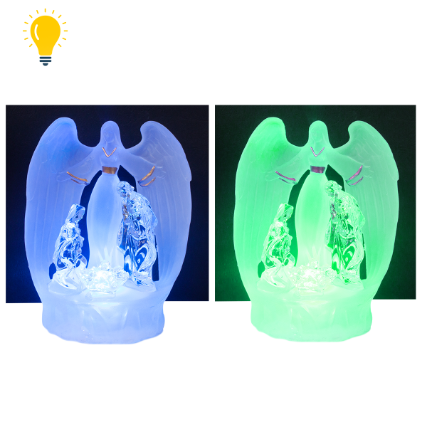 Figurka akrylowa Anioł Szopka z oświetleniem LED. Podświetlenie na różne kolory 12x9x16 cm