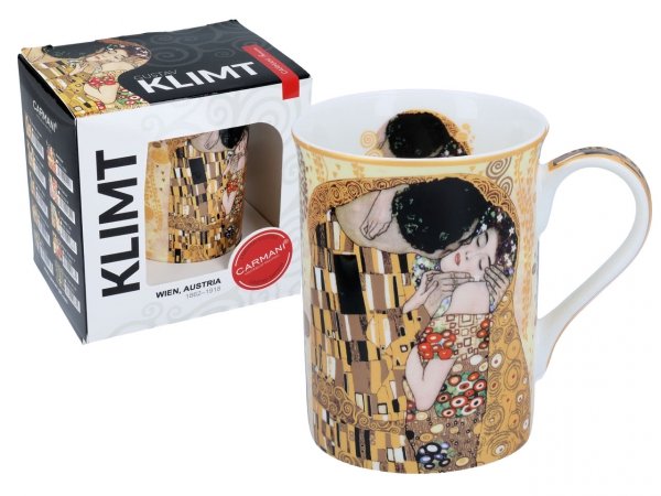 Kubek Classic New - G. Klimt, Pocałunek (kremowe tło, CARMANI). 400 ml