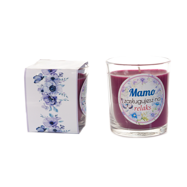 Świeczka zapachowa "Mamo zasługujesz na relaks" . 130g zapach figa.