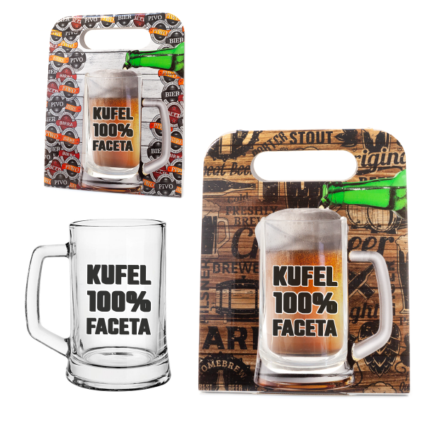 Kufel do piwa w ozdobnym opakowaniu &quot;100 % Faceta&quot; - 500ml