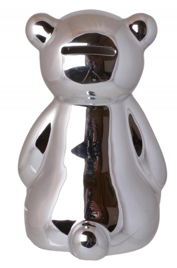 SKARBONKA CERAMICZNA MIŚ SREBRNY MAŁY 7,5x8x11,5 cm