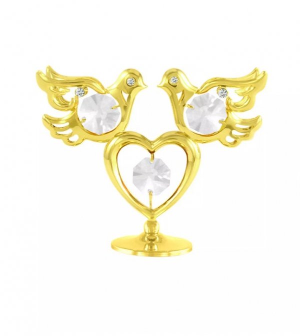 Pozłacana figurka z kryształkami STRASS Swarovski. Serce 8×7 cm