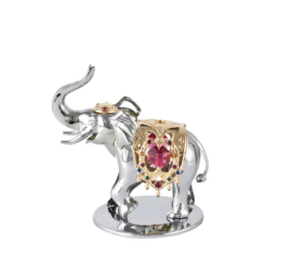 Figurka z kryształkami STRASS Swarovski. Słoń deluxe 6,5×9,5 cm, chrom