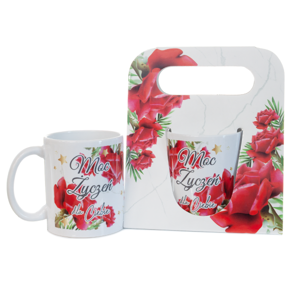 Kubek ceramiczny w ozdobnym opakowaniu z napisem &quot;Moc życzeń - Dla Ciebie&quot;