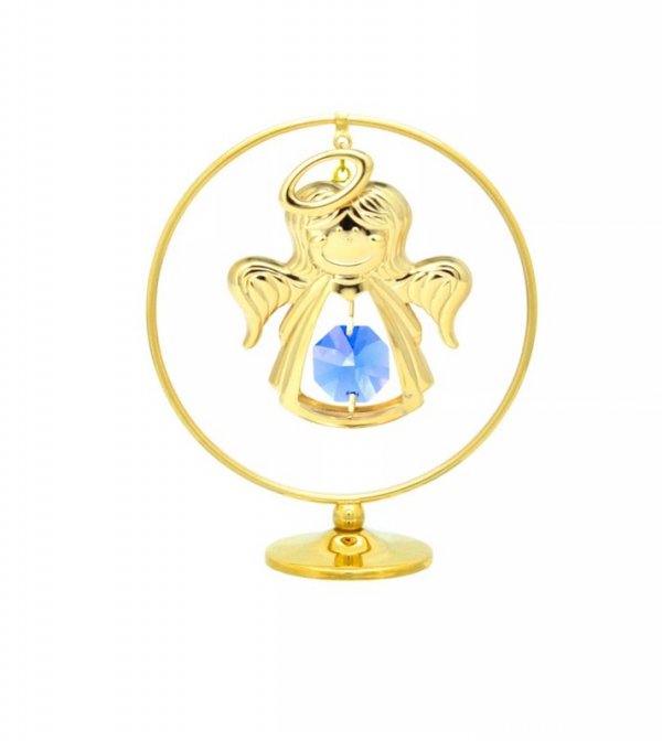 Pozłacana figurka z kryształkami STRASS Swarovski. Wys.7,5 cm.