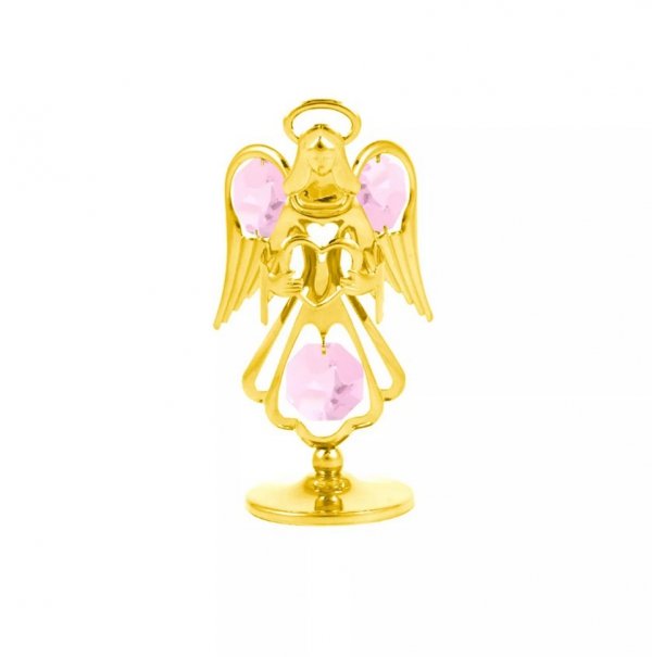 Pozłacana figurka z kryształkami STRASS Swarovski. Wys. 7,5 cm.