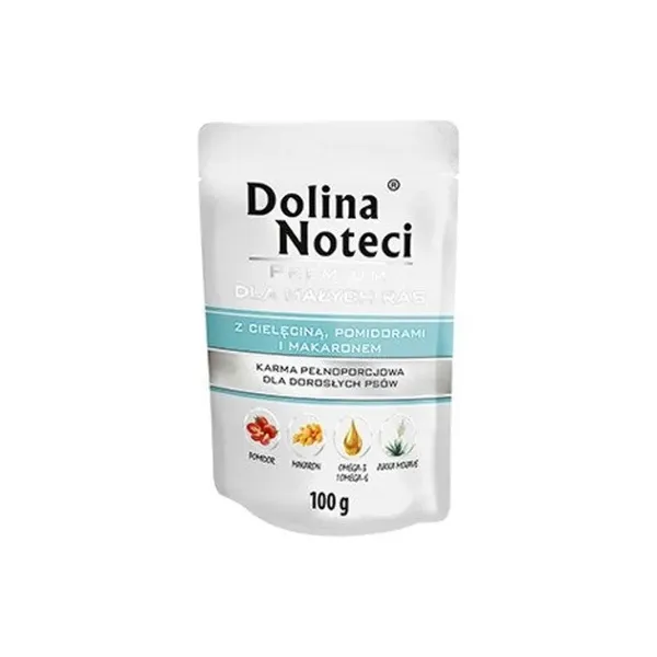 Dolina Noteci Premium Dla Psów Małych Ras Z Cielęciną, Pomidorami I Makaronem 100g